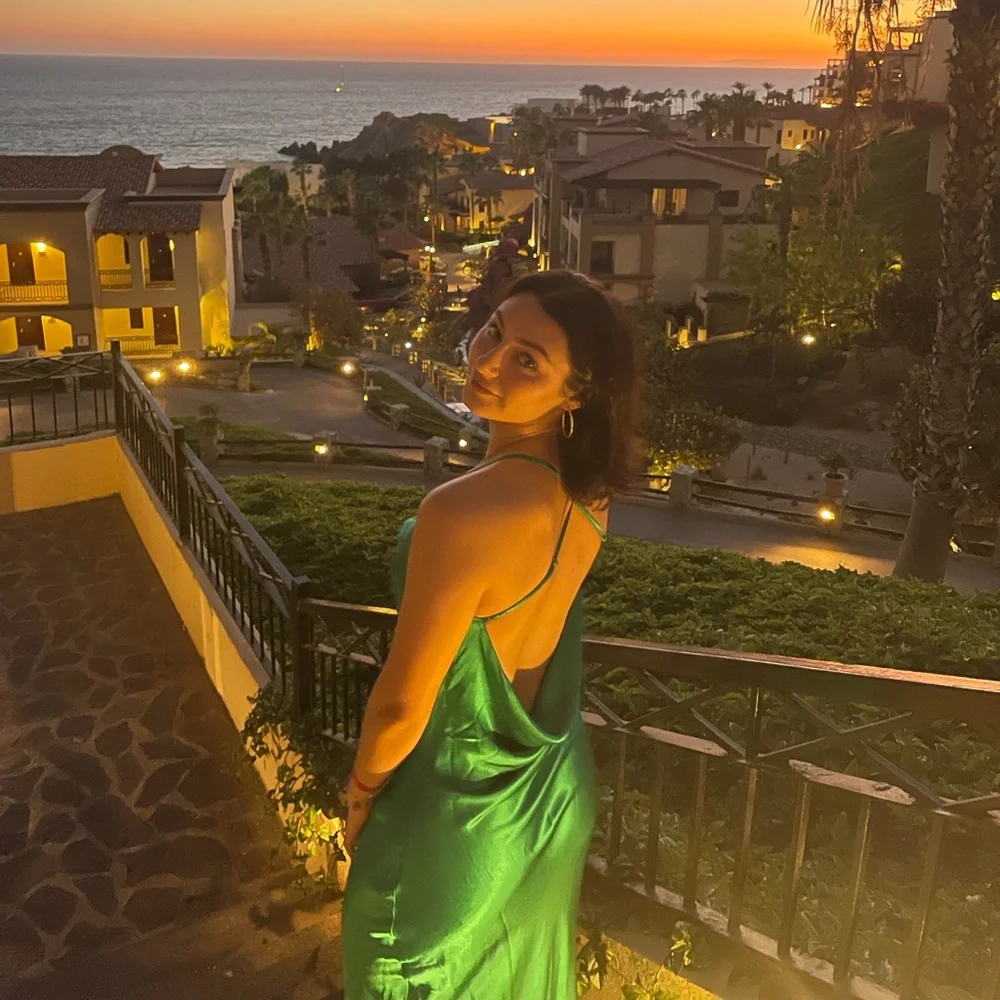 Rat & Boa Emerald Green Satin Cowl Midi Slip Dress - Picture 3 of 4